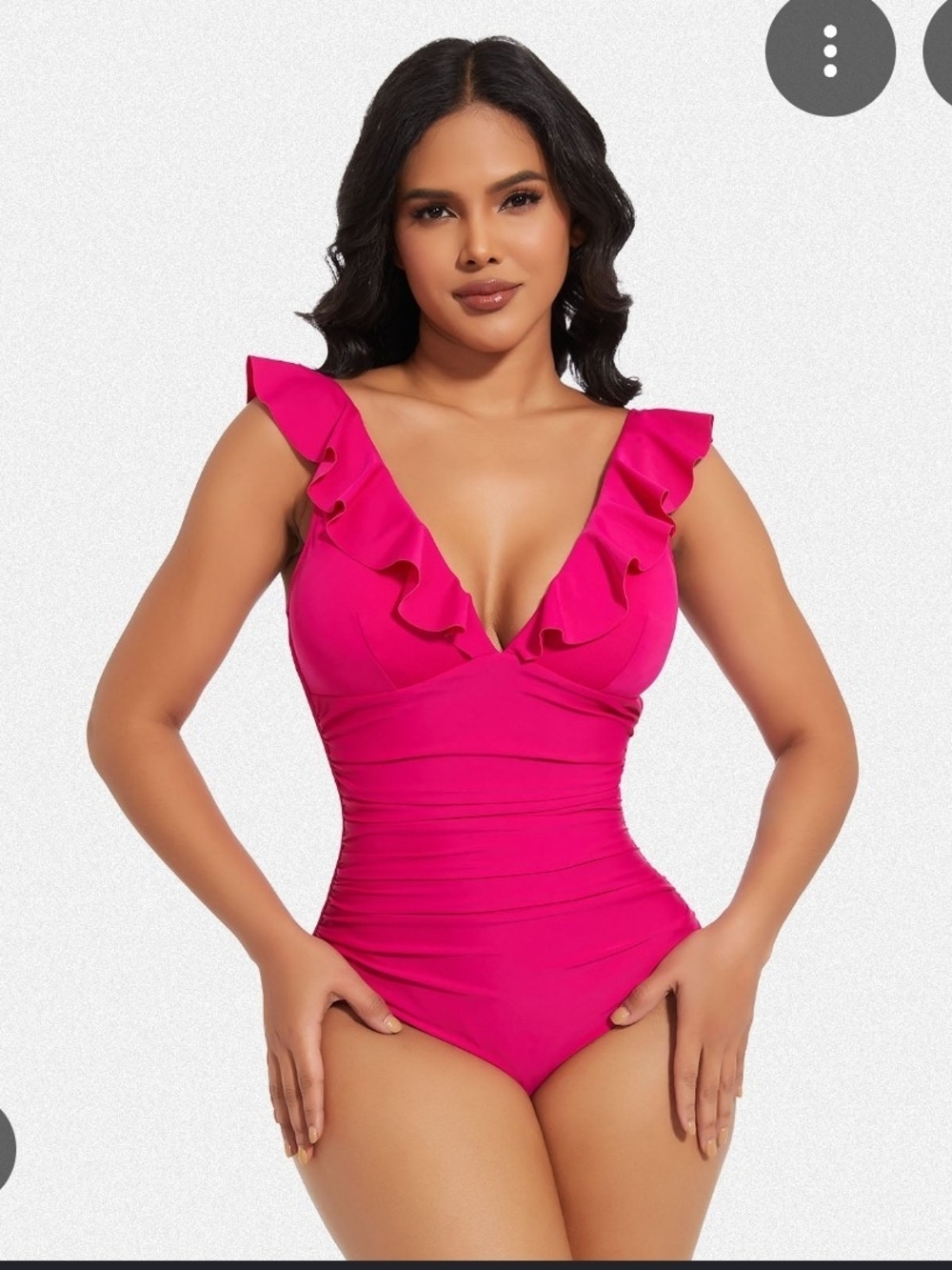 J. Crew Ruffled V-Neck One-Piece Swimsuit in Hot Pink